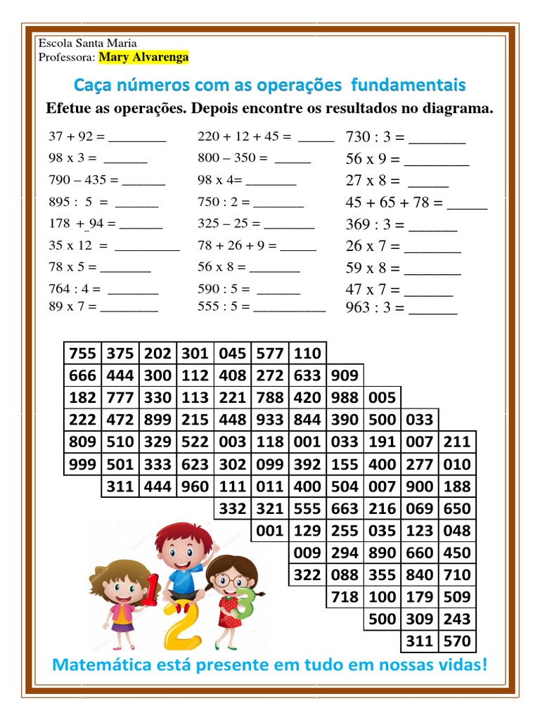 Jogo brincando com matematica - operações basicas - Matematica