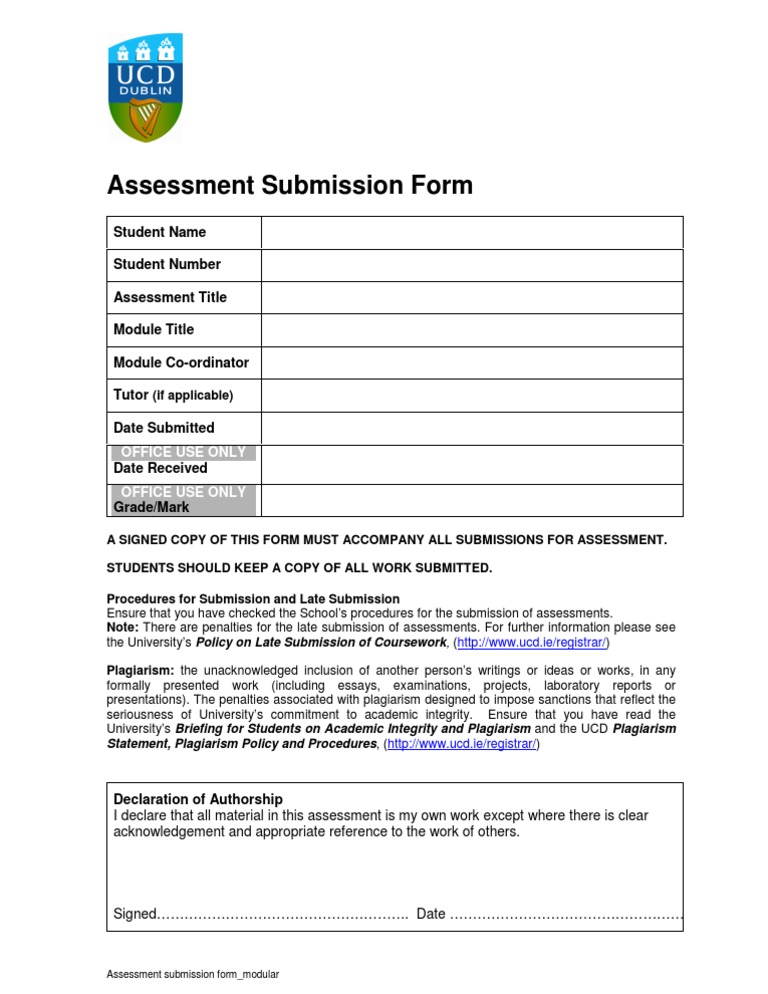 Modular Assessment Submission Form | PDF