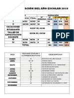 Calendarización Del Año Escolar 2019