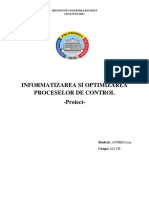 INFORMATIZAREA SI OPTIMIZAREA PROCESELOR DE CONTROL - Proiect