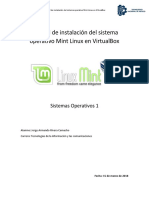 Manual de Instalación Del Sistema Operativo Mint Linux en VirtualBox