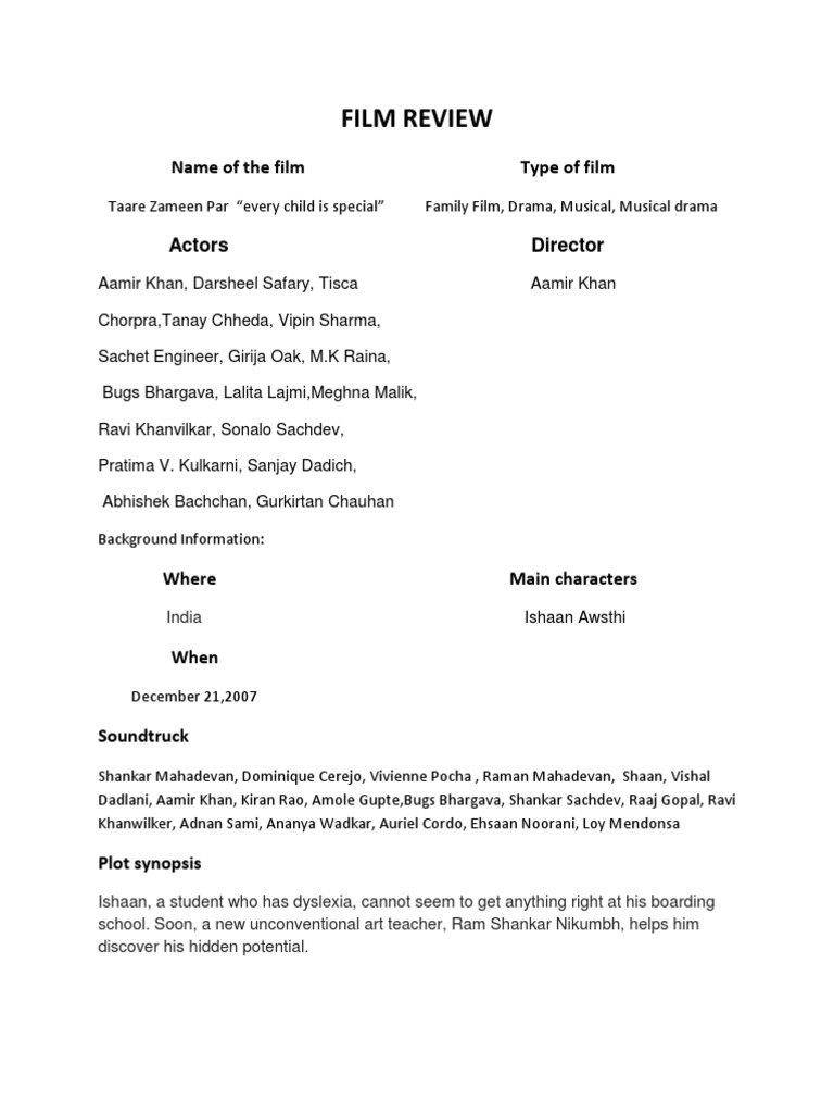 Film Review PDF Leisure