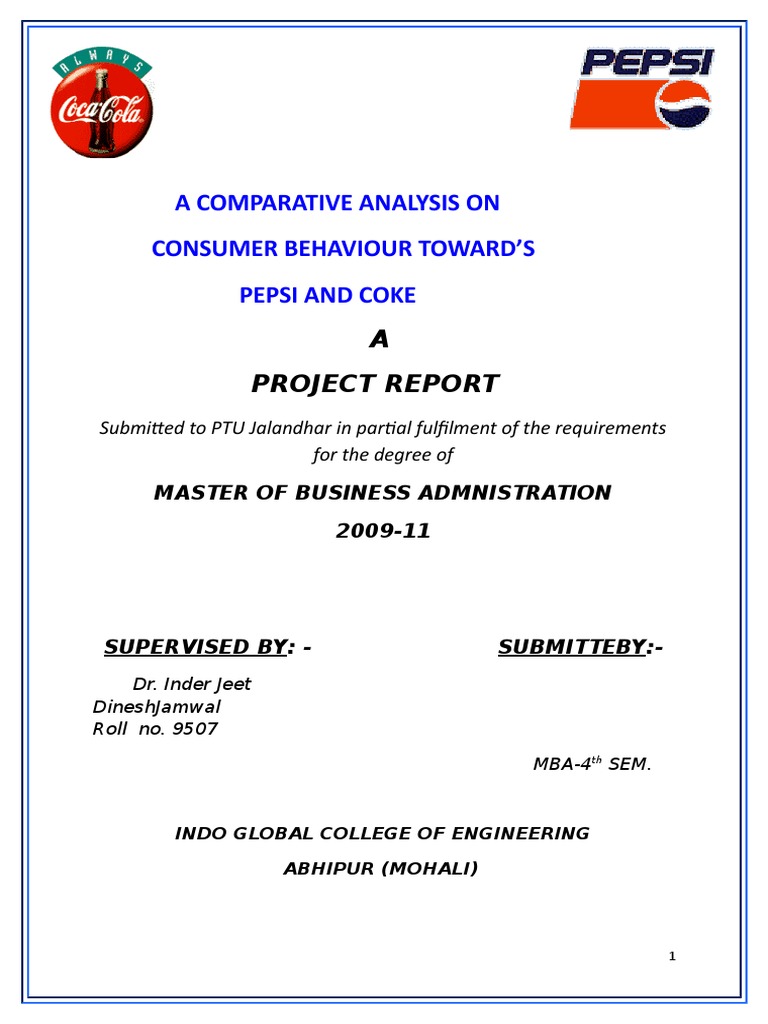 A Comparative Analysis On Consumer Behaviour Toward's Pepsi & Coke ...