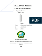 Critical Book Report English Mathematic: Supporting Lecturer: Reflina, M.PD