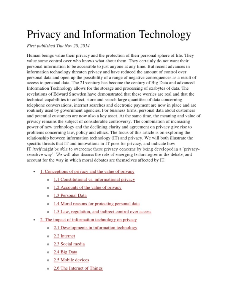 Privacy Challenges in Information Technology | PDF | Privacy | Internet ...