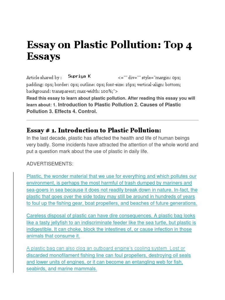 essay causes of pollution and its solution