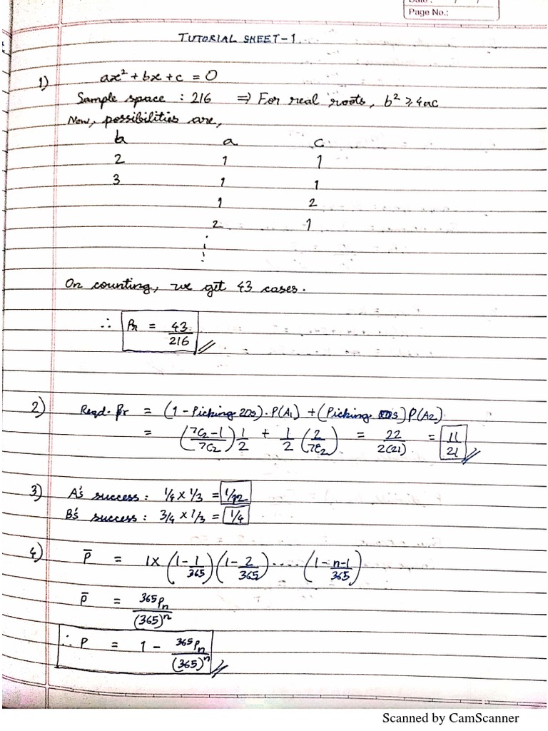 Prob Stats Tut Notes PDF | PDF