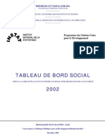 Tableau de Bord Social (2002): Appui à la Mise en Place d'un Système National Intégré de Suivi de la Pauvreté à Madagascar