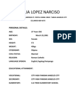 Cecilia Lopez Narciso: Personal Details