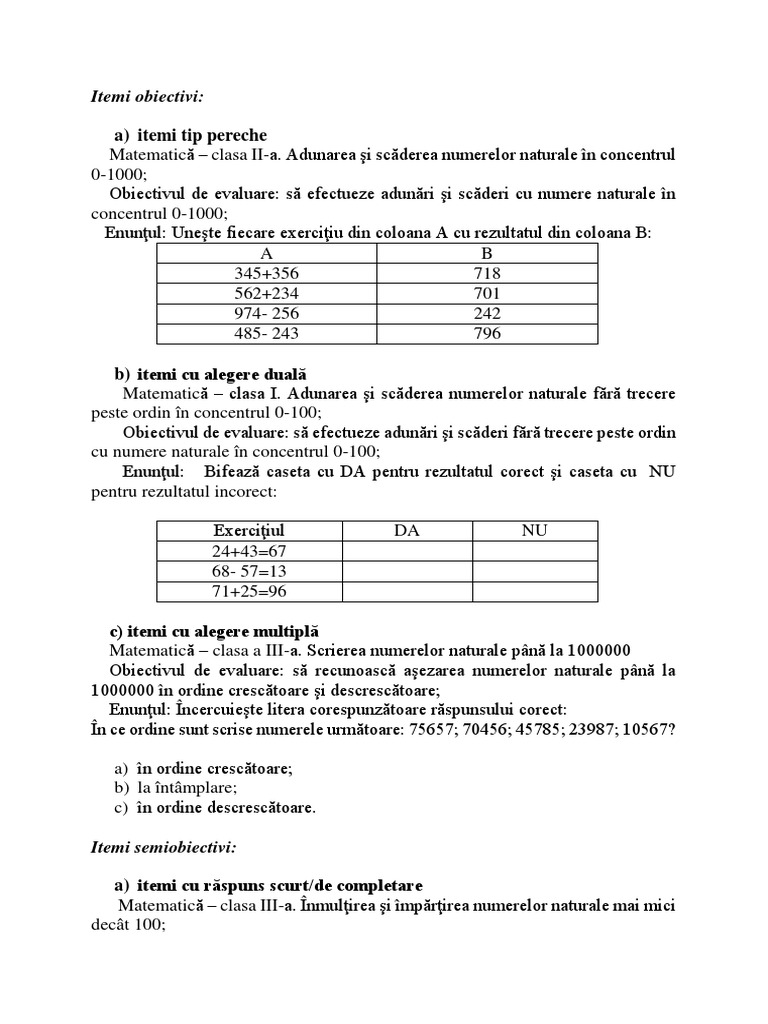 Tipuri de Itemi | PDF
