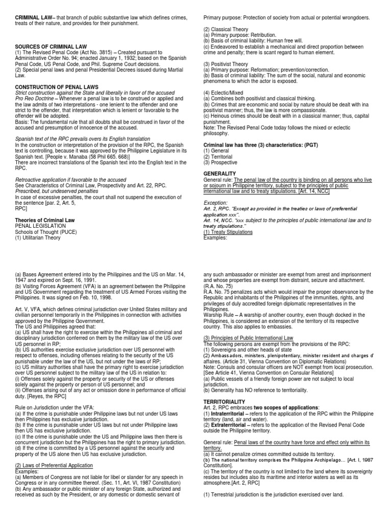 CRIMINAL LAW Trial Notes | PDF | Intention (Criminal Law) | Crime ...