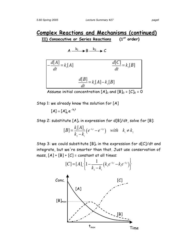 Kinetics of Consecutive Reactions | PDF | Chemical Equilibrium | Analysis