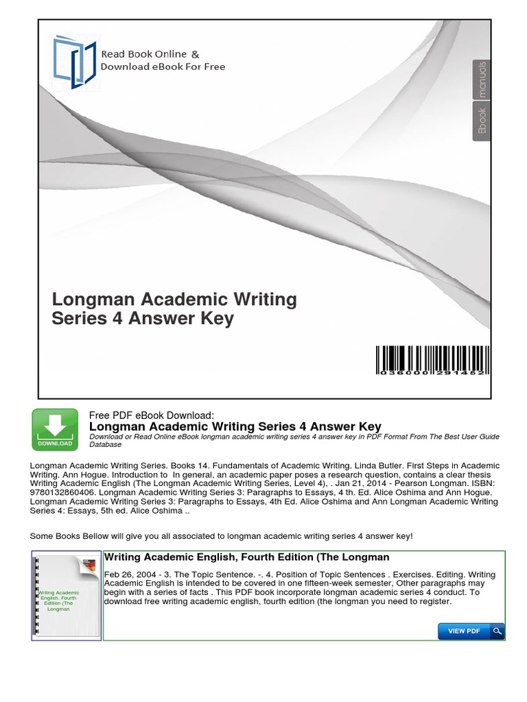 Longman Academic Writing Series 4 Answer Key Question Books Free 30day Trial Scribd