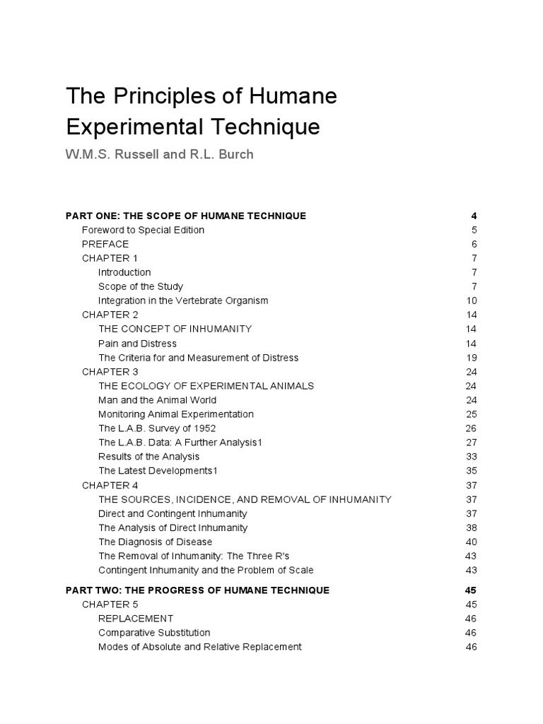 Principles of Humane Experimental Techniques | PDF | Pain | Nature