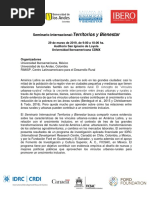 Seminario Internacional Territorios y Bienestar - 29-03-2019 - Programa 