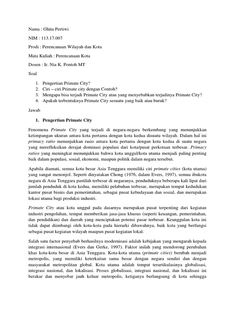 Primate City Dan Tantangan Pdf