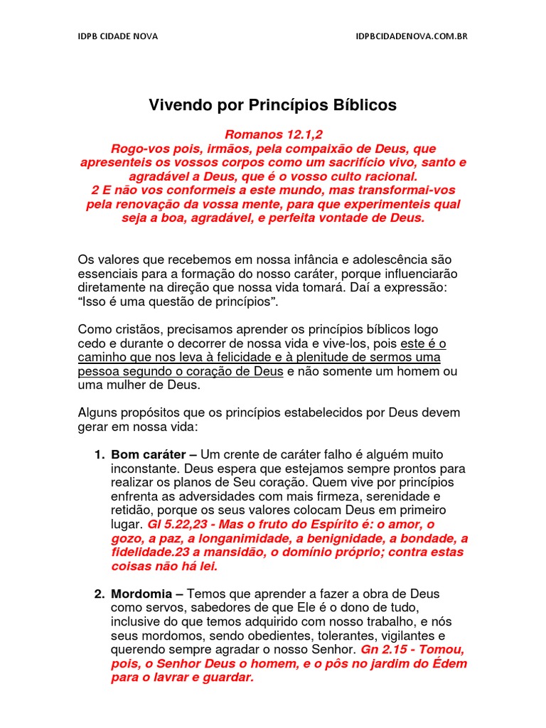 Princípios Bíblicos para a Vida Cristã | PDF | Santo | Deus
