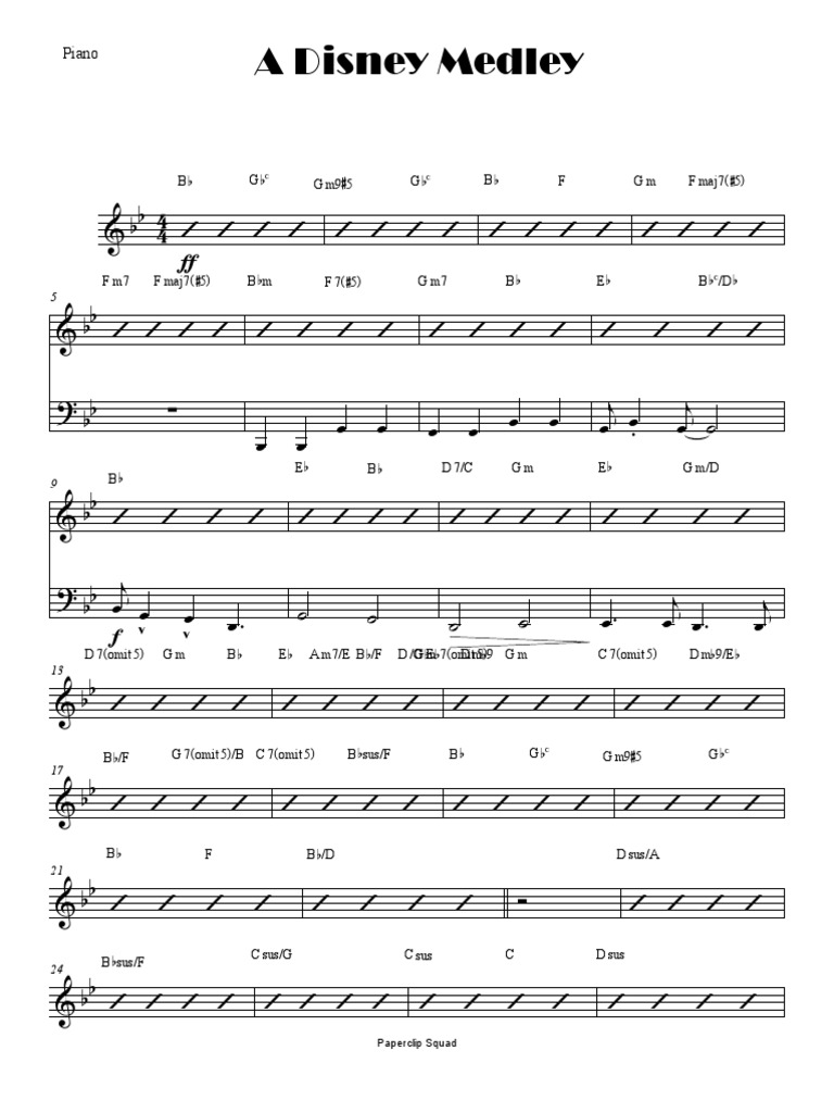 Disney Medley Piano Sheet Music | PDF