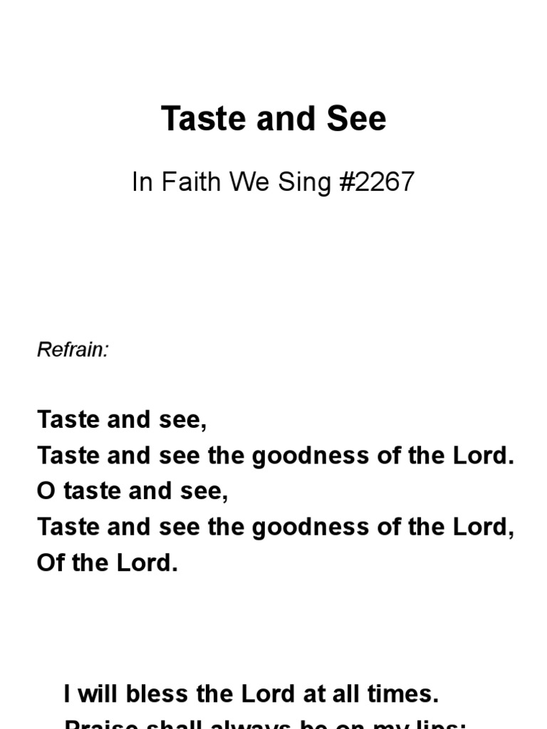 Taste and See Lyrics | Download Free PDF | God | Jesus