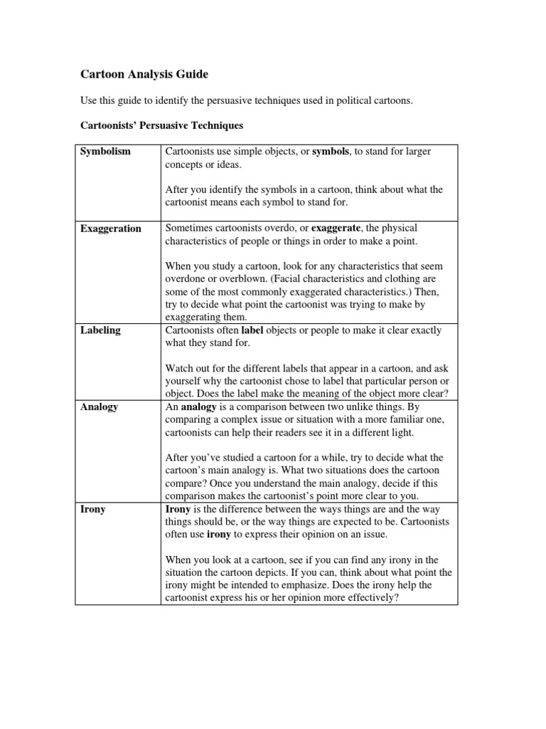 Cartoon Analysis Guide PDF | PDF | Cartoonist | Irony
