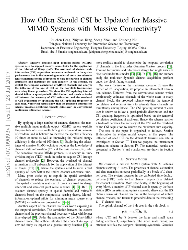 Optimizing CSI Updates in Massive MIMO | PDF | Mimo | Mathematical ...