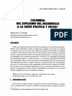 Colombia Del Espejismo Del Desarrollo a La Crisis