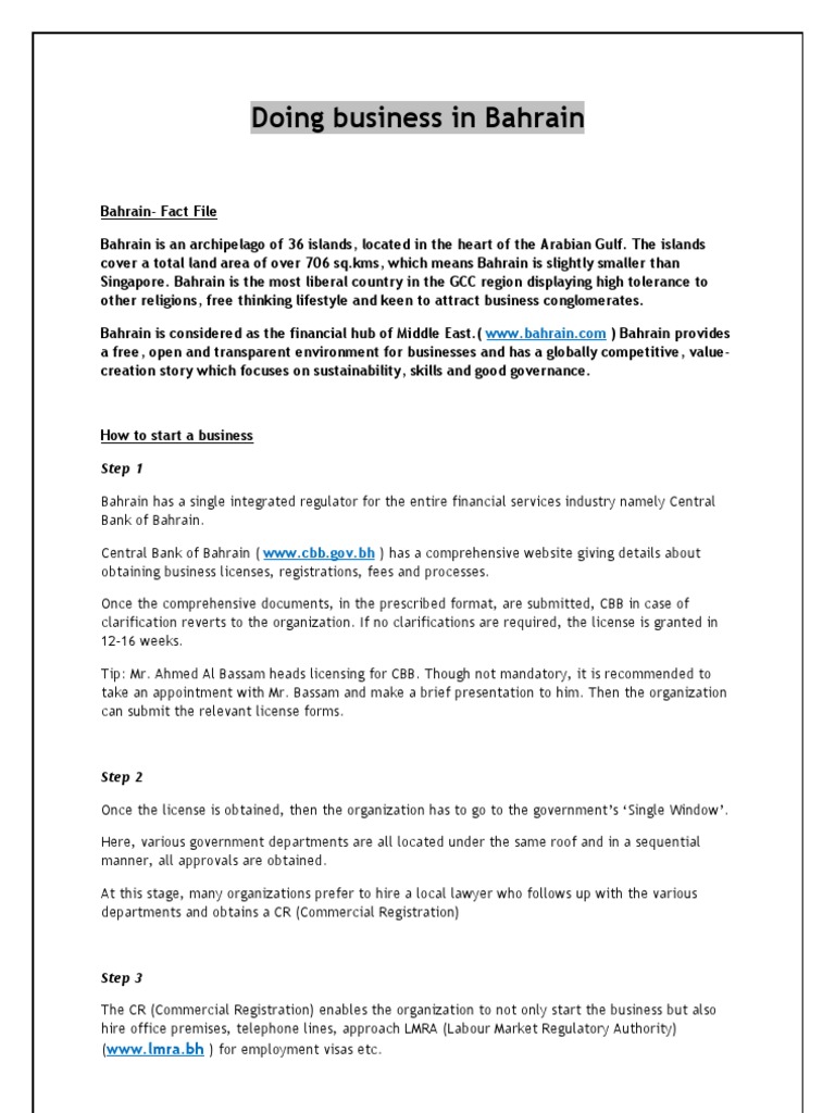 Starting a Business in Bahrain Guide | PDF