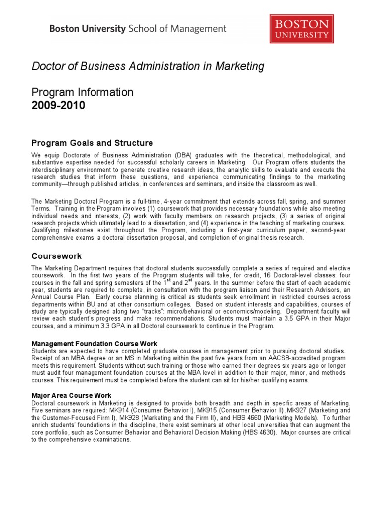 Marketing DBA Program Brochure | PDF | Business