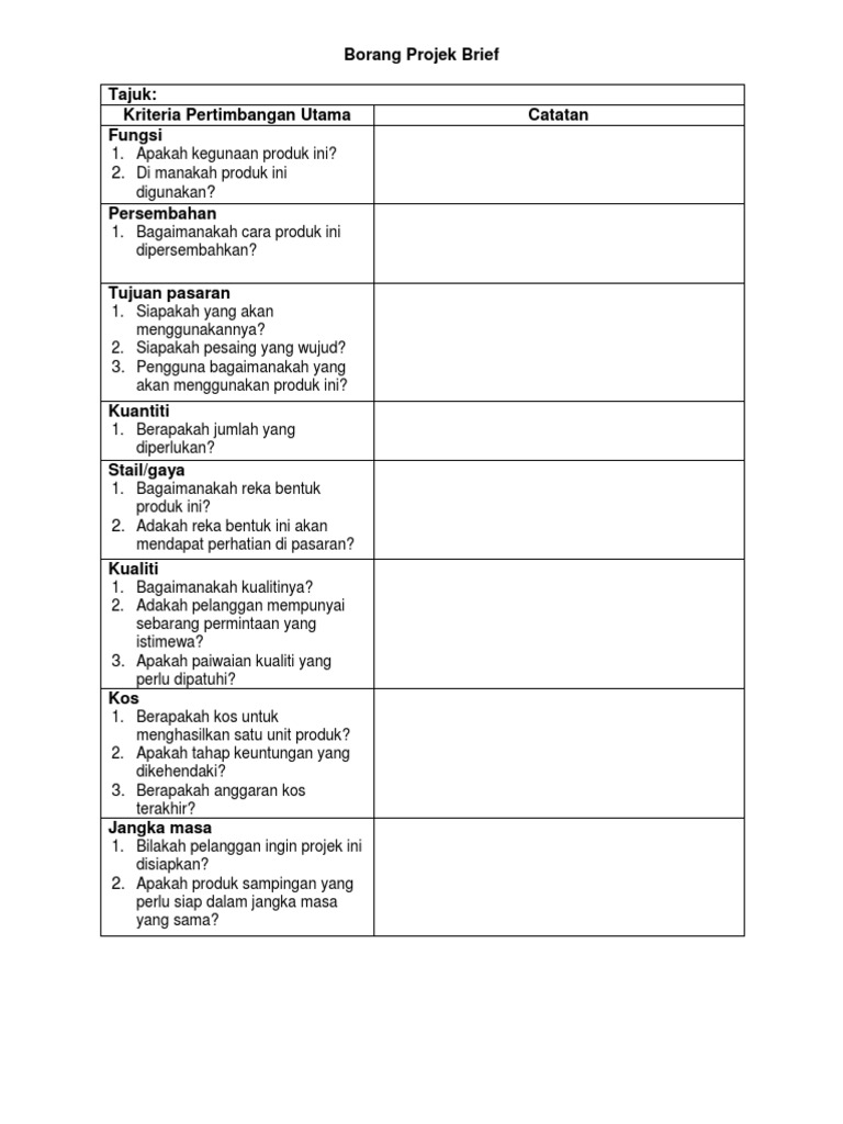 Borang Projek Brief