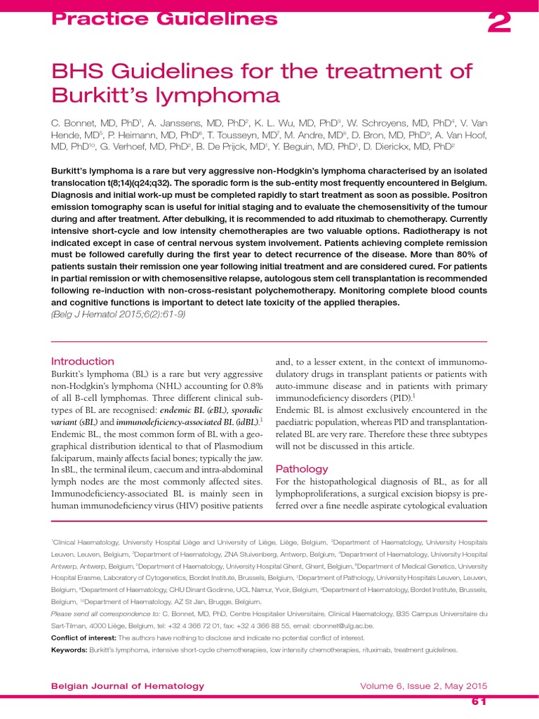 Burkitts Lymphoma 2015 PDF | PDF | Lymphoma | Chemotherapy