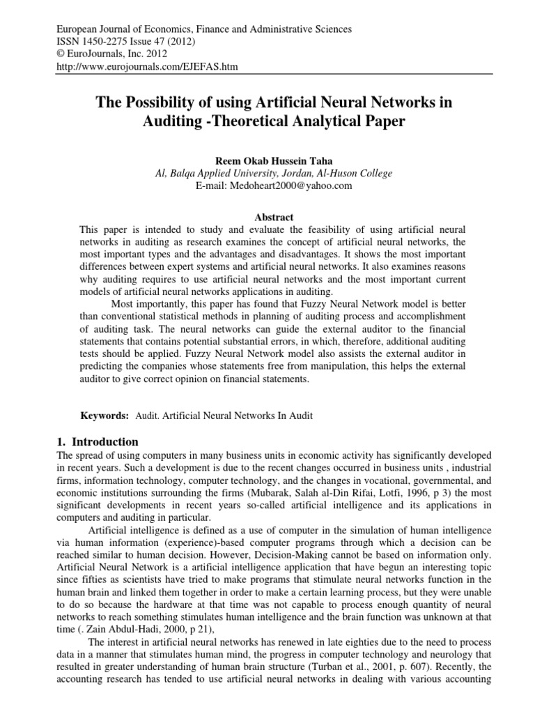 The Possibility of Using Artificial Neur PDF | PDF | Artificial Neural ...