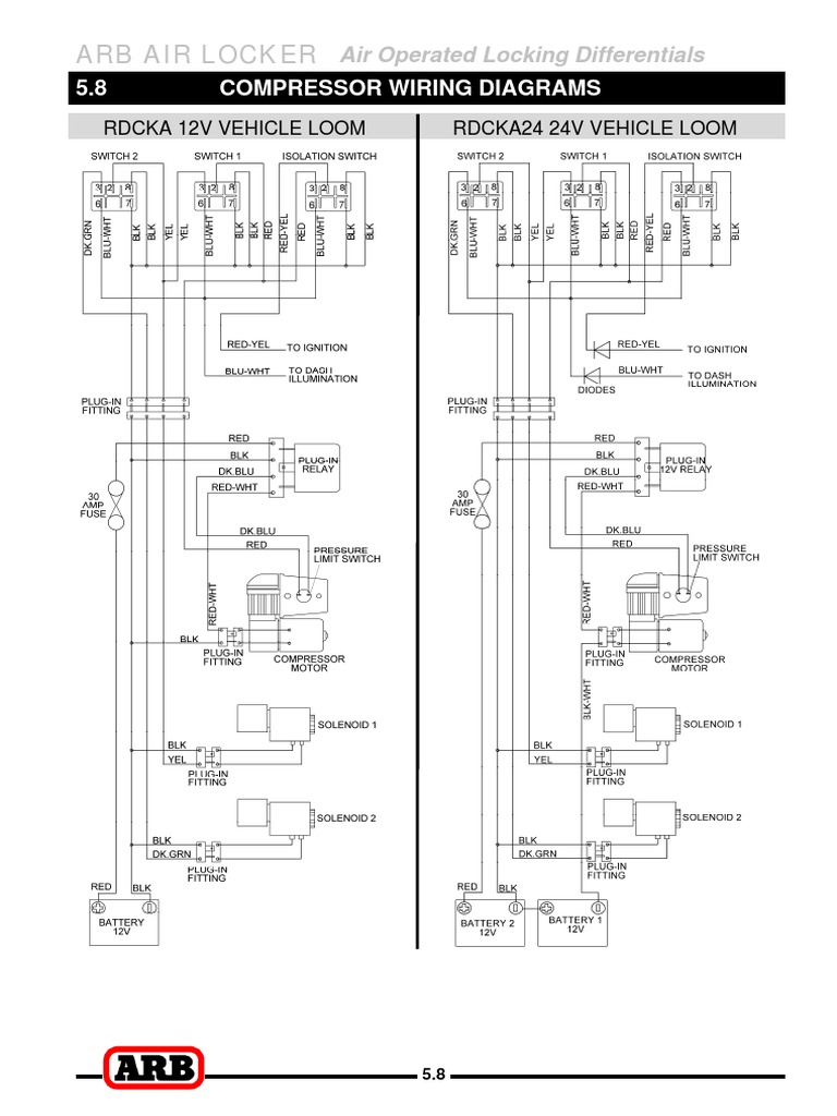 Arb Air Locker 5.8 Compressor Wiring Diagrams PDF Home &