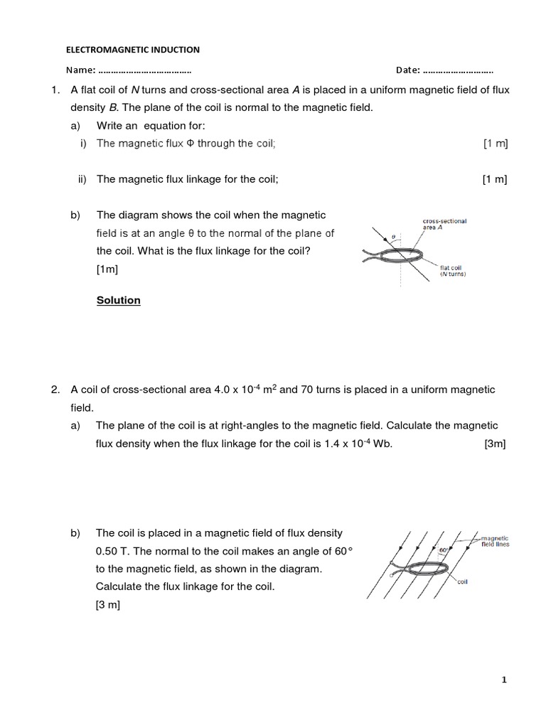 INDUCTION Worksheet PDF Field