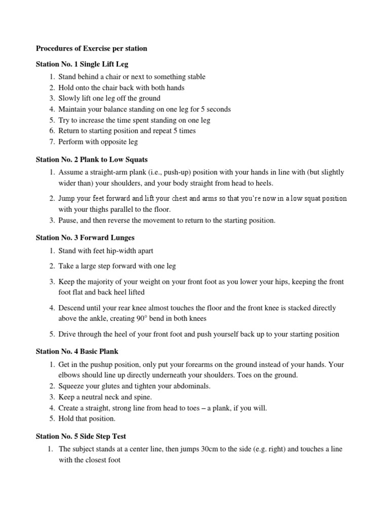 Effective Exercise Procedures by Station | PDF | Language Arts ...