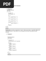 Programs On If and Switch Statements