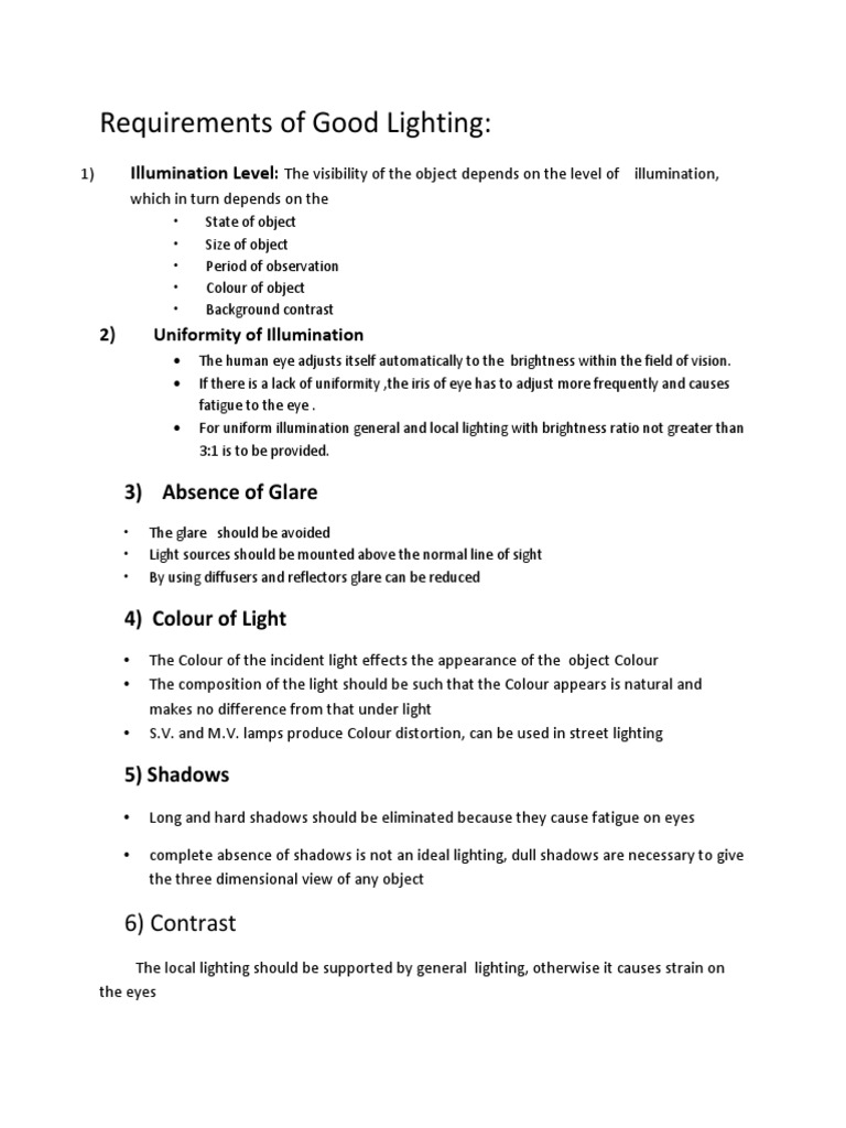 Criteria for Good Lighting Design | PDF | Home & Garden