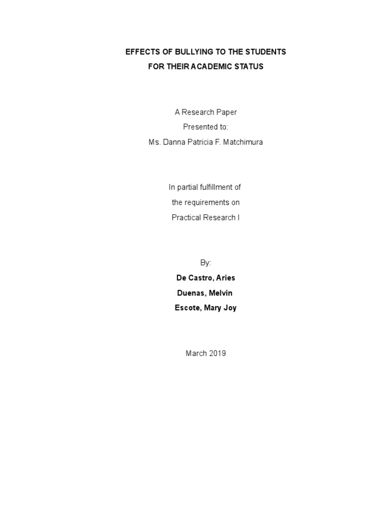 Effects of Bullying on Students' Academic Performance | PDF | Bullying ...
