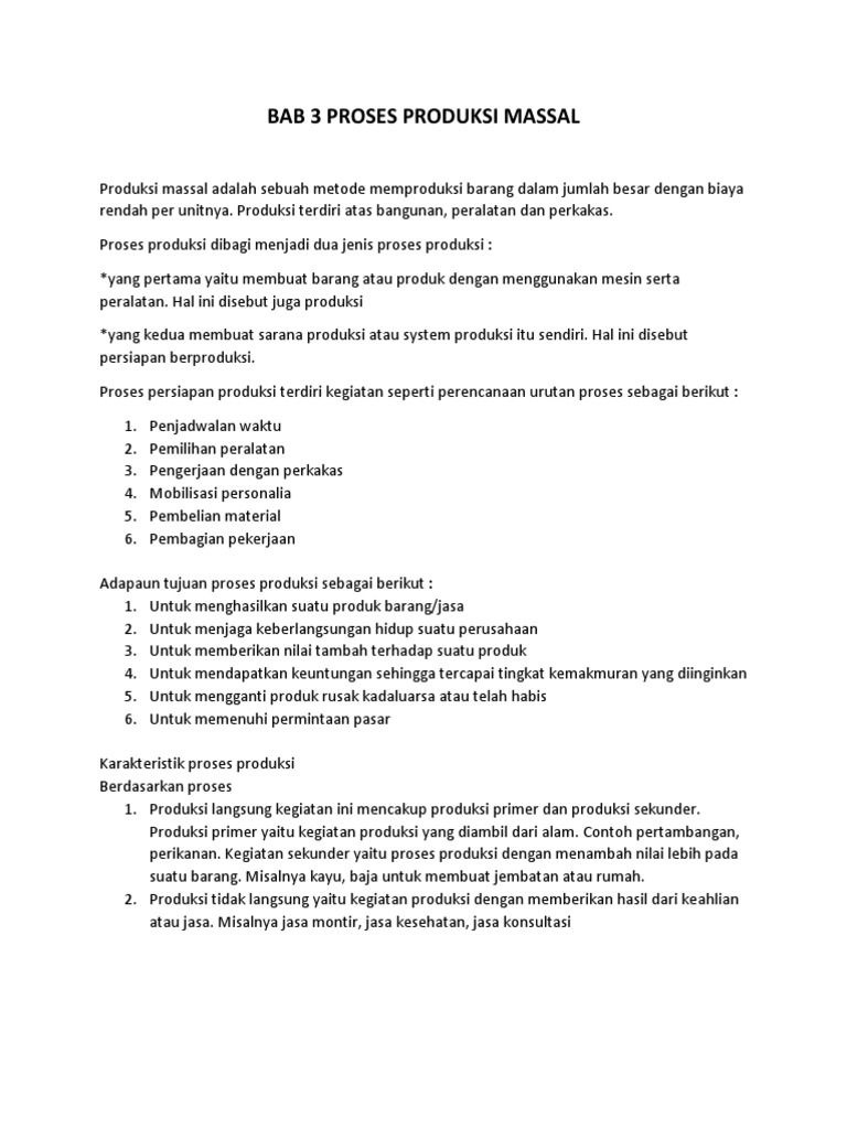 Bab 3 5 Proses Produksi Massal Docx