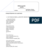 Attempt All Question Carry Equal Marks.: DBMS (Lab Mid) Quiz#01