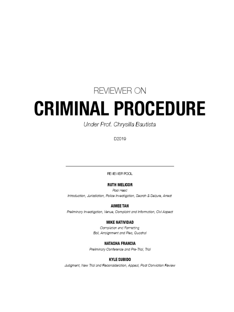 Criminal Procedure Review Guide | PDF | Criminal Procedure In South ...