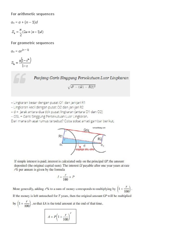 For Arithmetic Sequences A + (N - 1) D | PDF