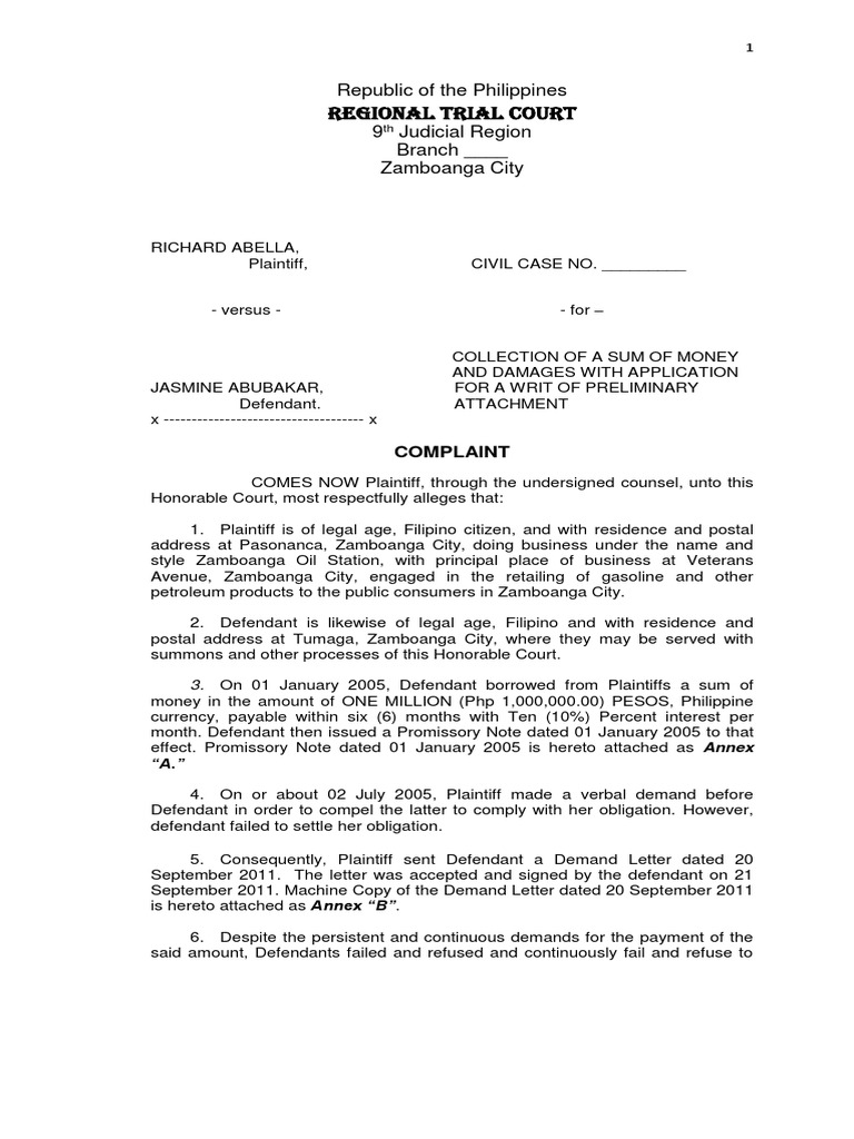 Regional Trial Court Republic of The Philippines 9 Judicial Region