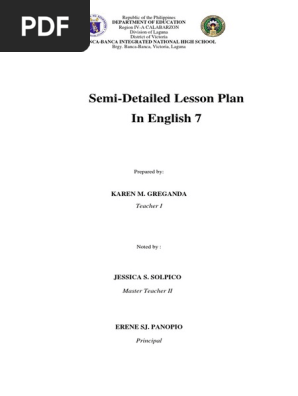LESSON PLAN IN ENGLISH 7