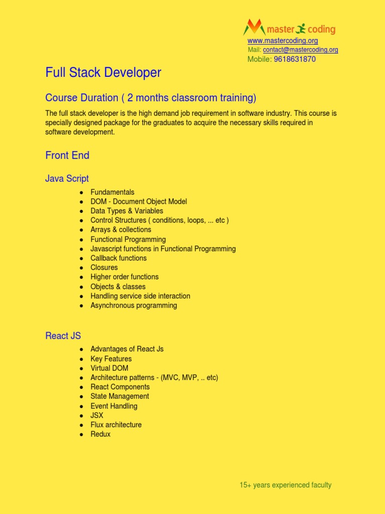 Fullstack Developer Topics1 | PDF | Java Script | Information Technology