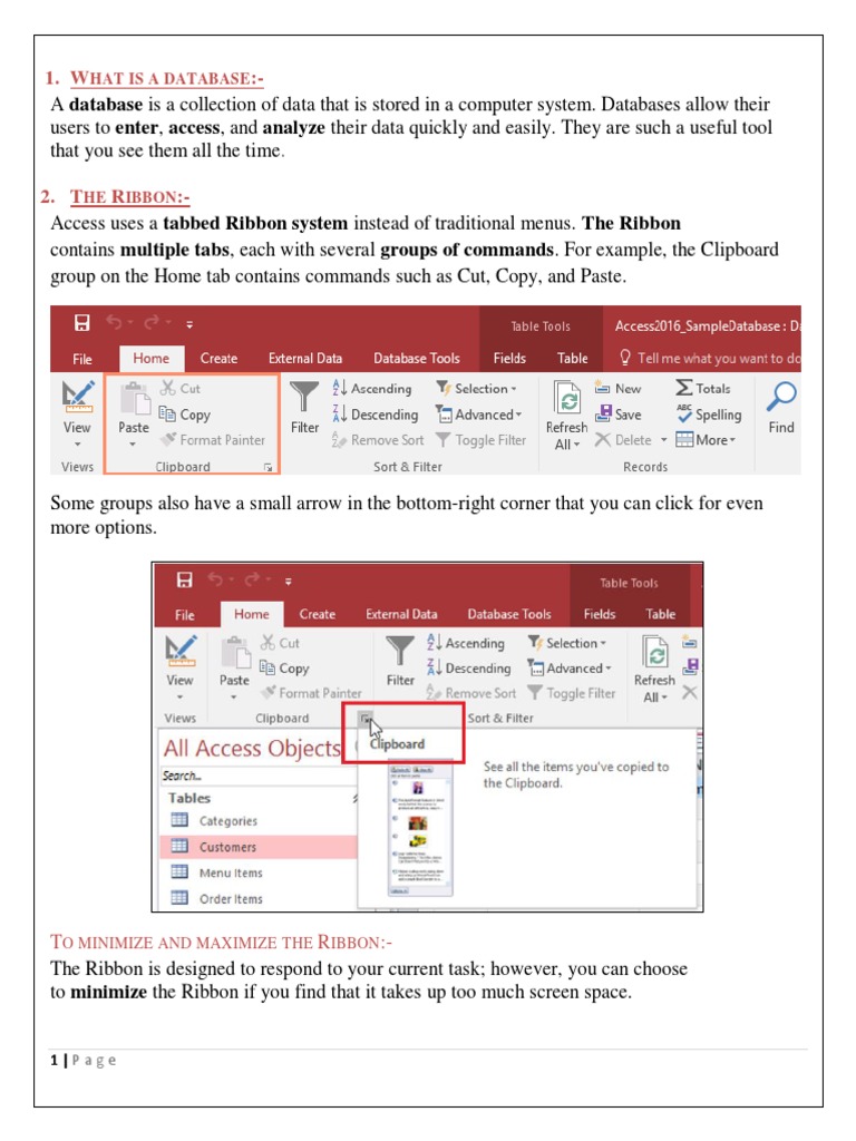 Getting To Know Access 2016 | PDF | Databases | Table (Database)