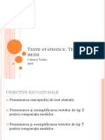 Curs 9 Teste Statistice Teste de Medie