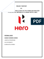 Project Report ON "Customer Satisfaction of Two Wheeler Industry With Special Reference To Hero Moto Corp."