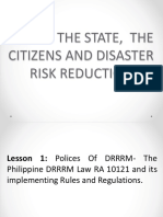 Unit X: The State, The Citizens and Disaster Risk Reduction