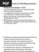 Characteristics Multi Processors