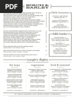Birch & Barley dinner menu